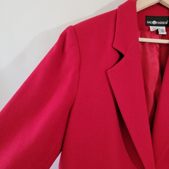 VTG SAG HARBOR 100% Wool Women's Blazer Sz 12 Single Breasted Office Career - Picture 6 of 12